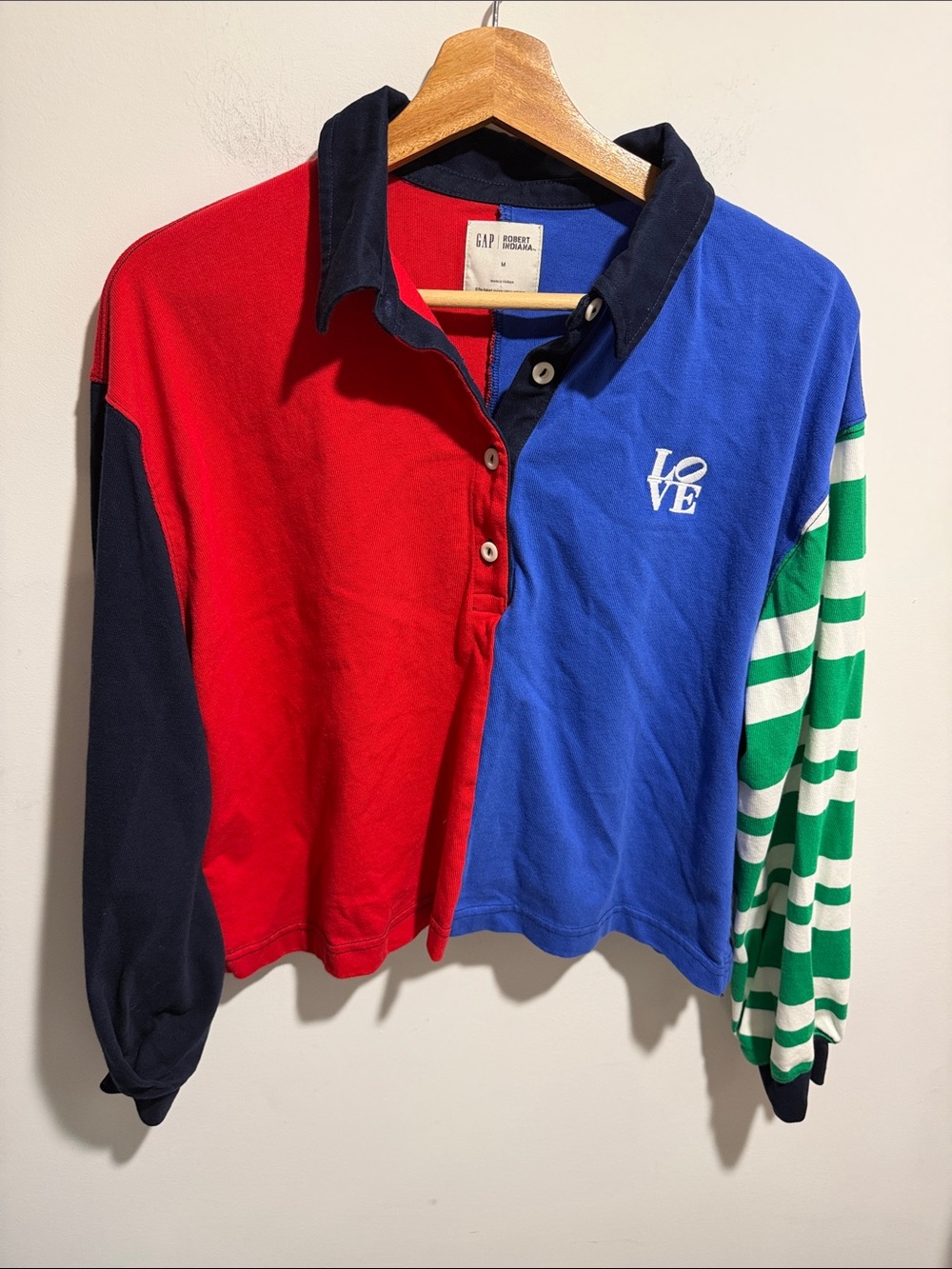 Robert Indiana x Gap Love Crop Rugby Shirt Size Medium